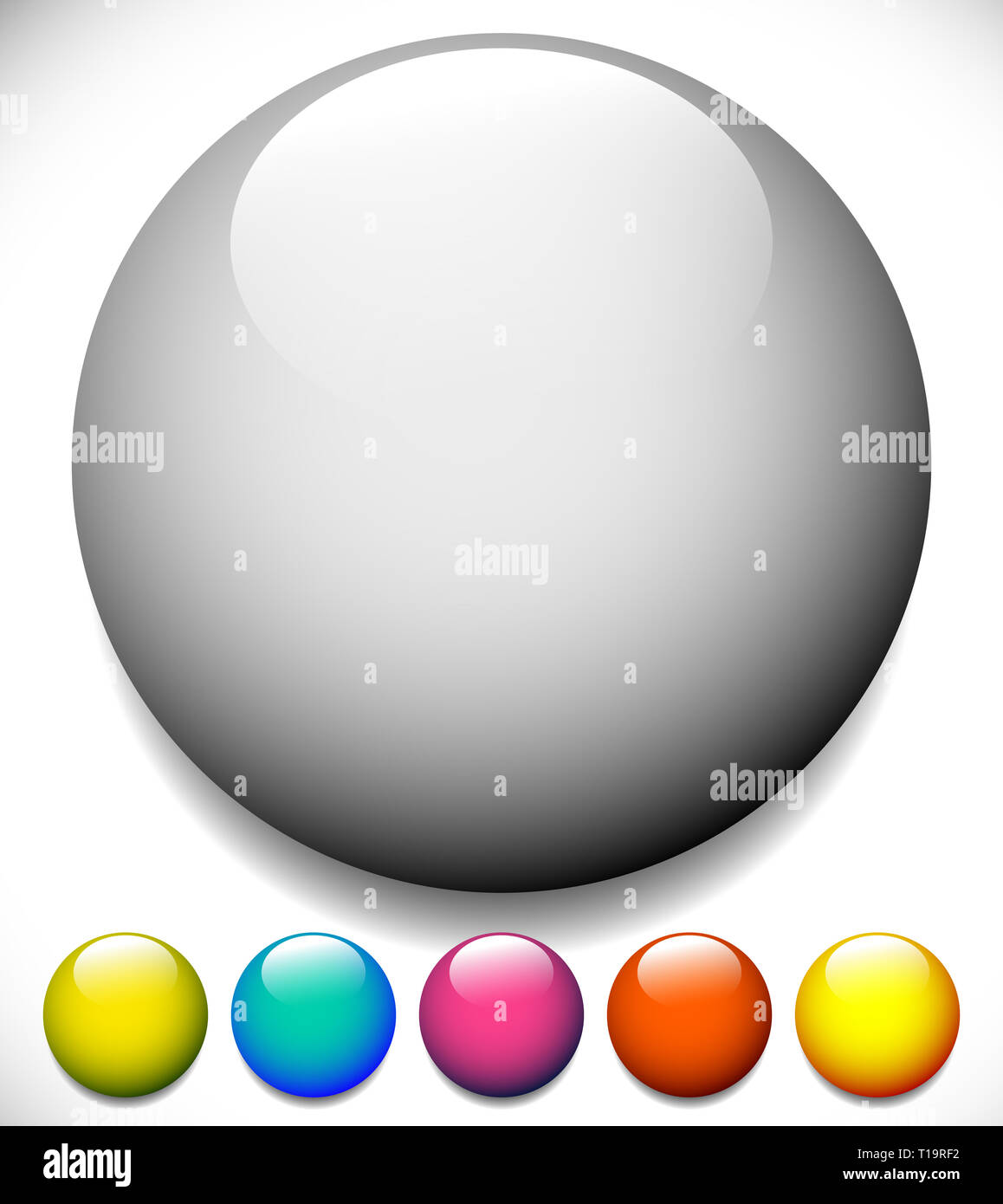 Sphere, circle buttons with blank space and glossy effect Stock Photo ...