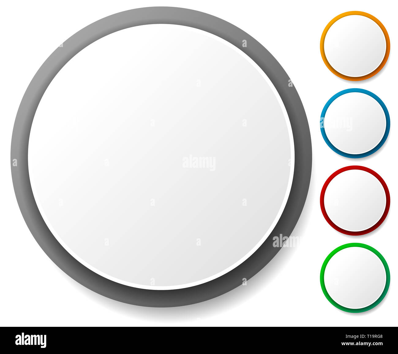 Circle graphics. Circles buttons, badges with blank space Stock Photo