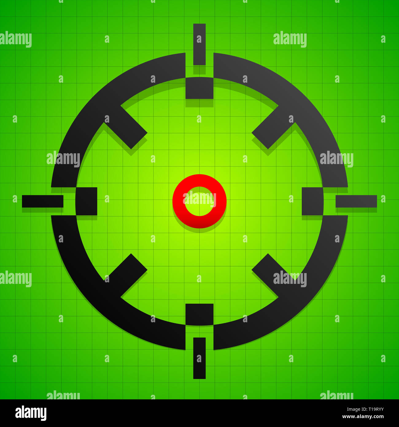 Targetmark, crosshair, reticle on green gridded background Stock Photo ...