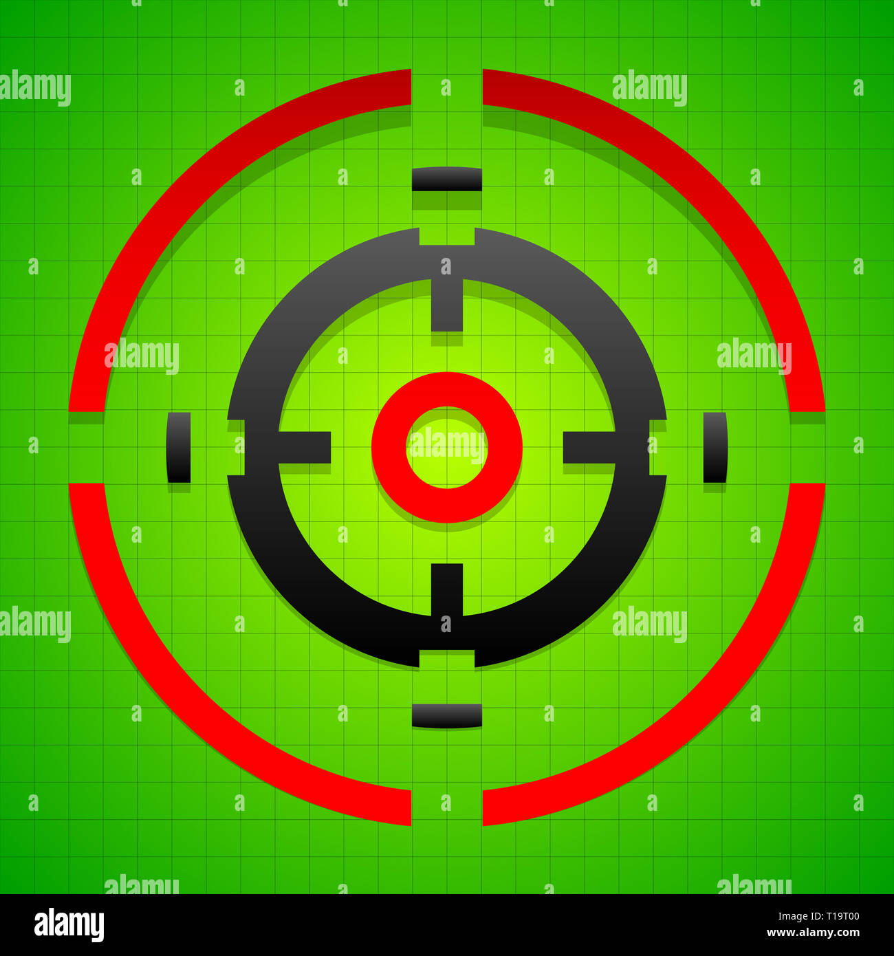 Targetmark, crosshair, reticle on green gridded background Stock Photo ...