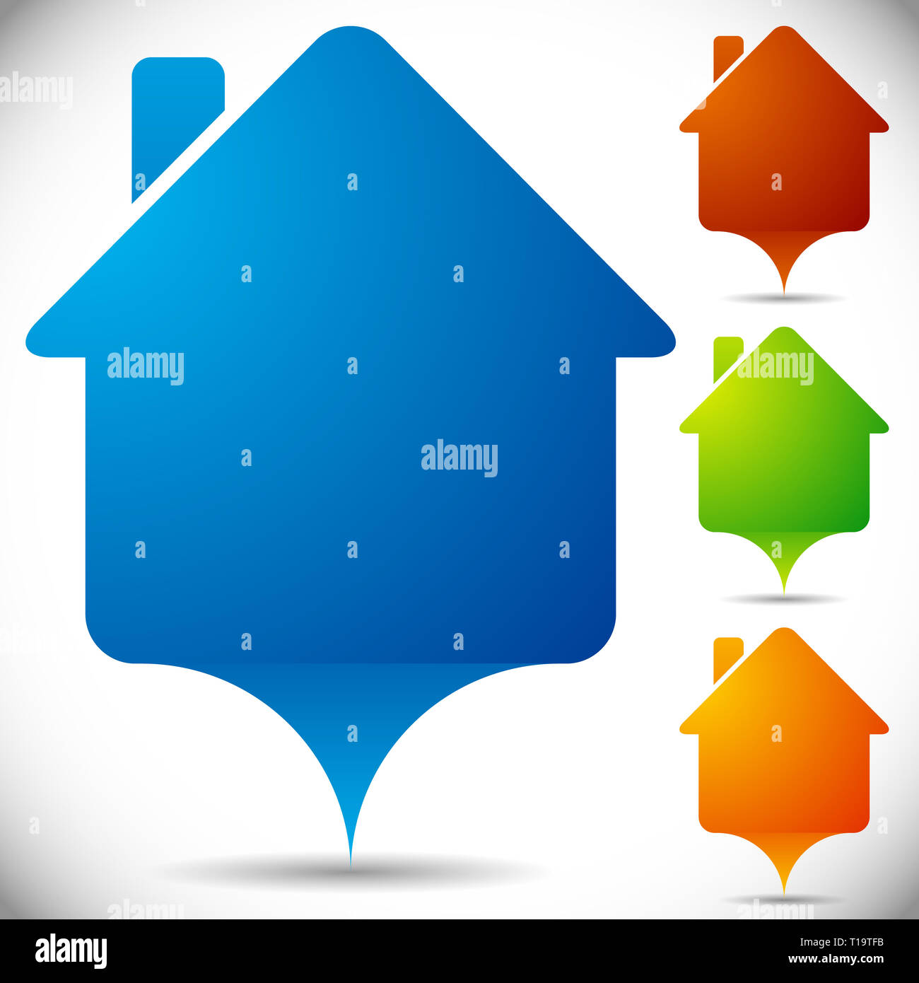 Eps 10 Vector Illustration of House Symbol Map Pins Stock Photo - Alamy