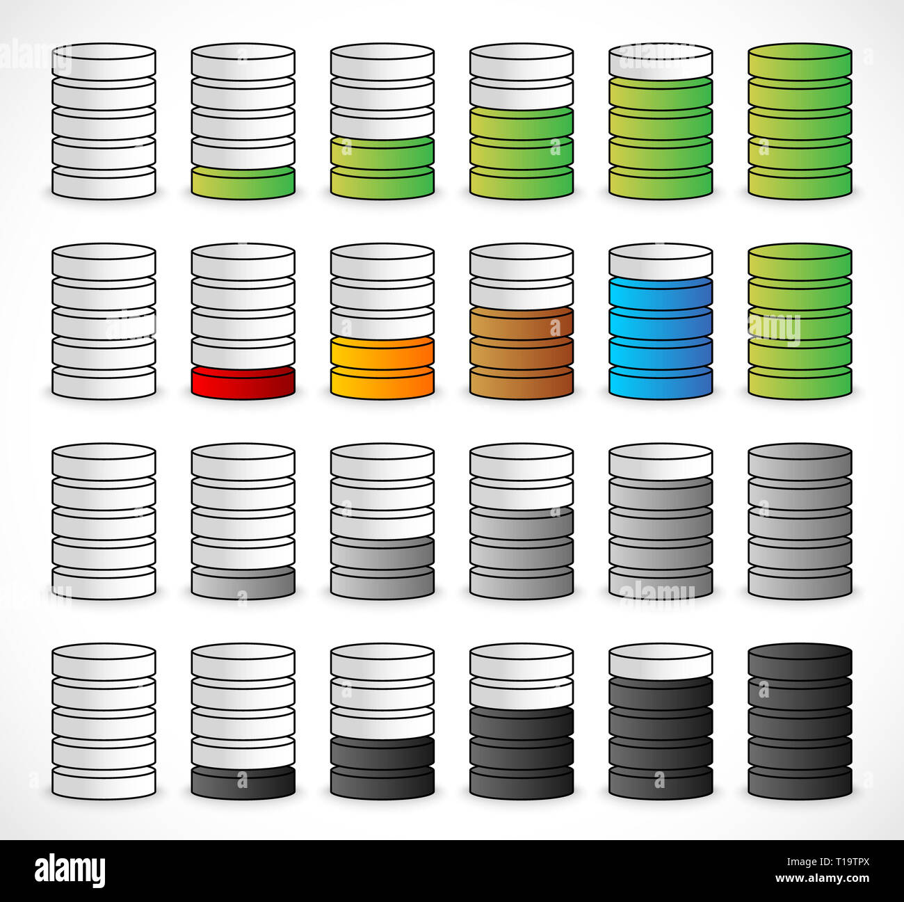 Process, level indicators. - Process or level indicators in 4 versions ...