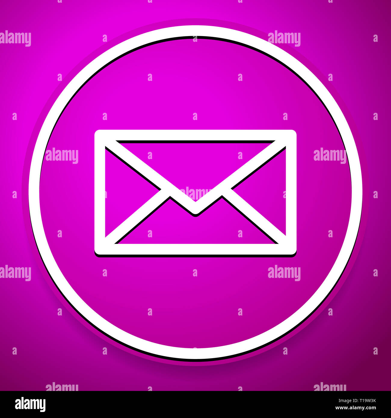 Purple email, envelope, closed letter icon, symbol for correspondence