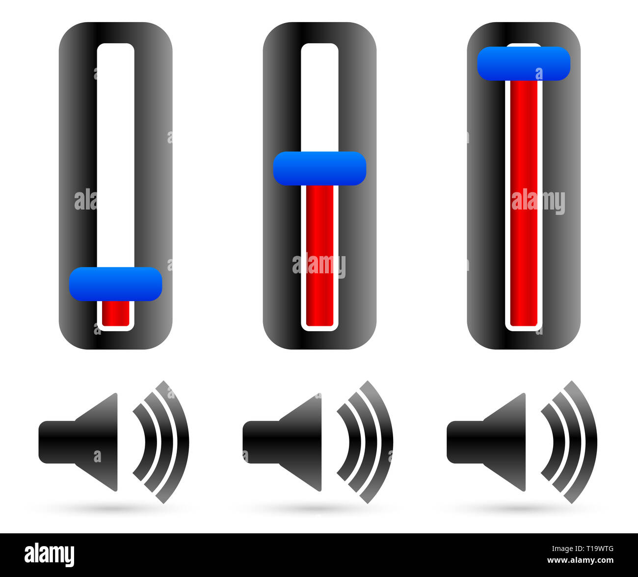 Volume control sliders with speaker symbols Stock Photo Alamy