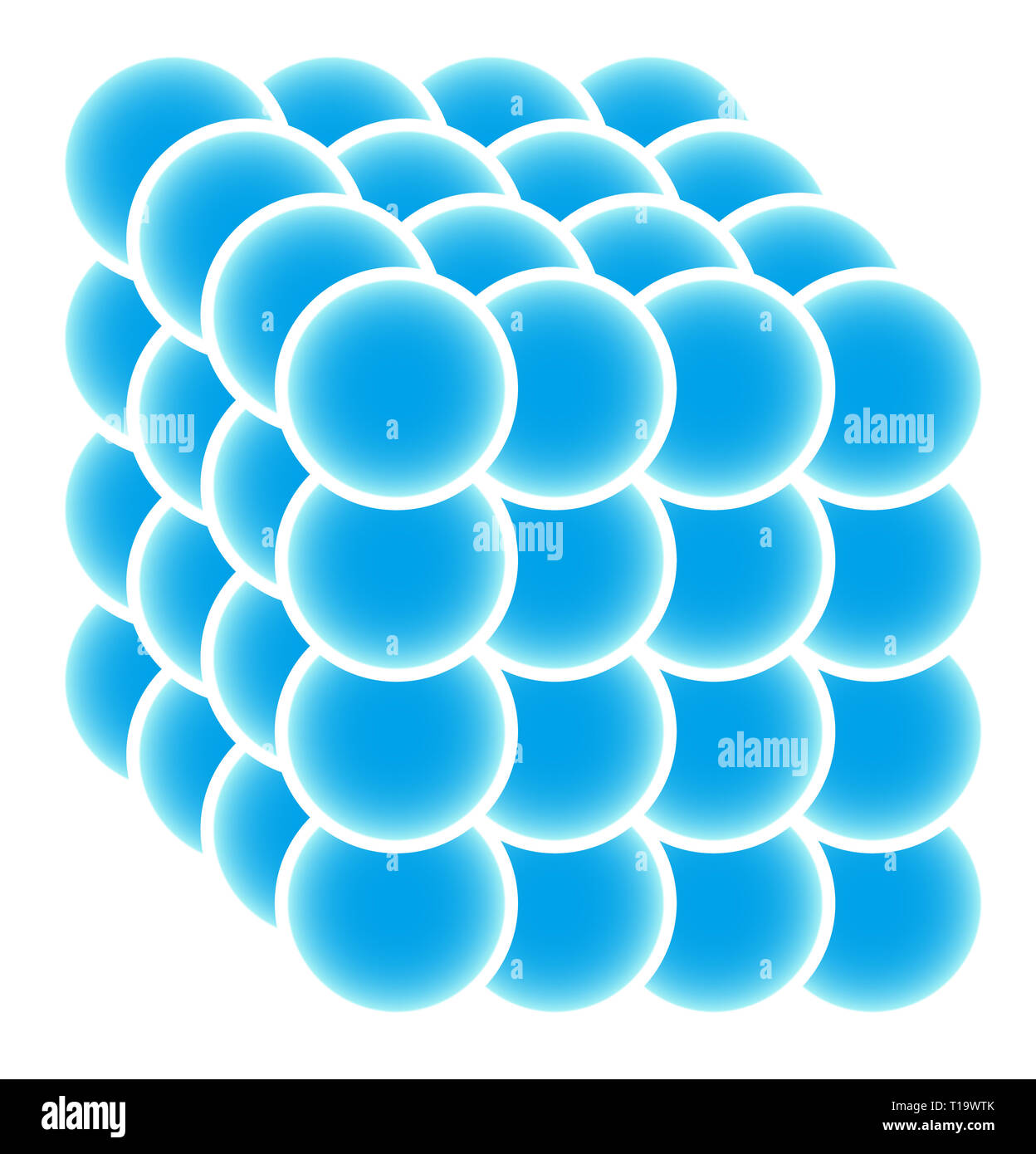 Cube made of blue spheres abstract geometry Stock Photo