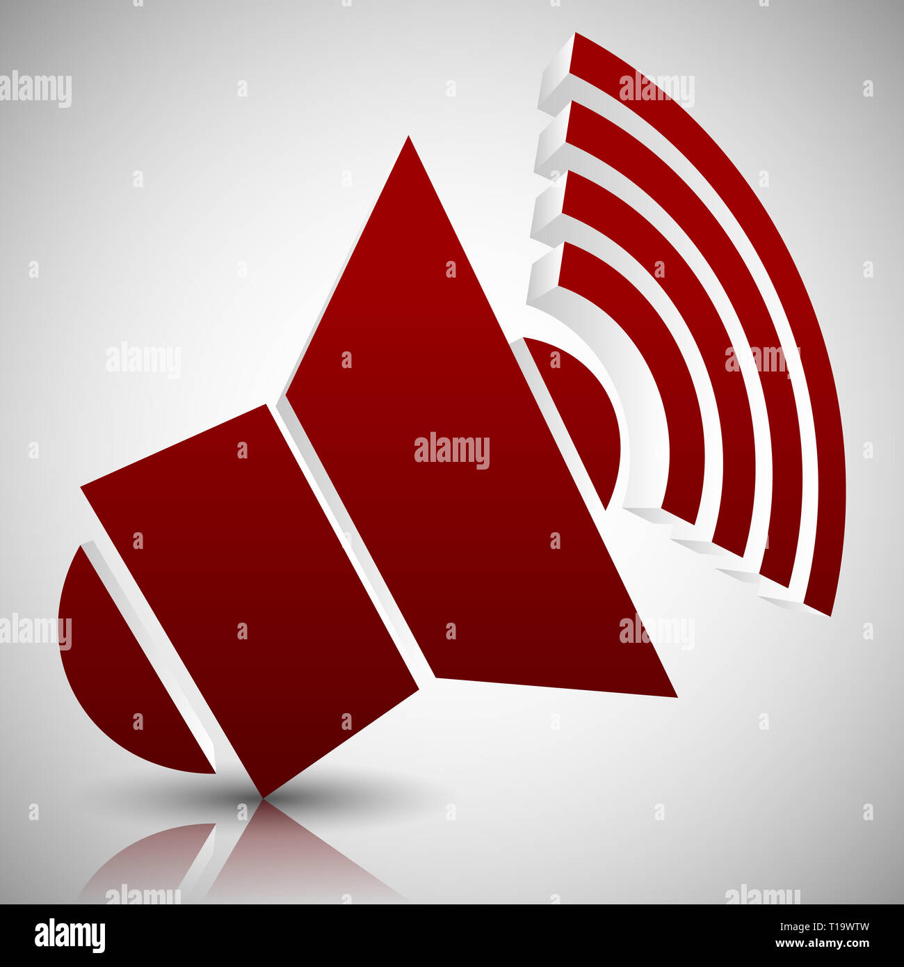 Eps 10 Vector Illustration of Red 3D Speaker Icon Stock Photo - Alamy