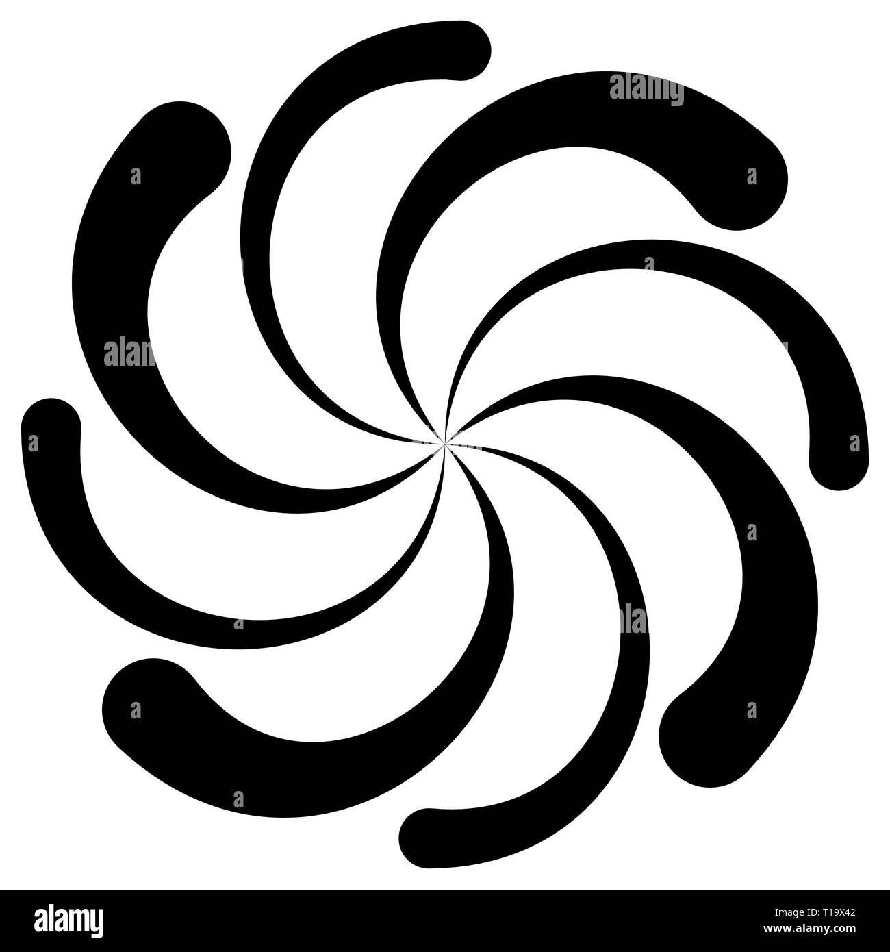 Abstract spirally shape, motif. vector. Twirling, curved radiating ...