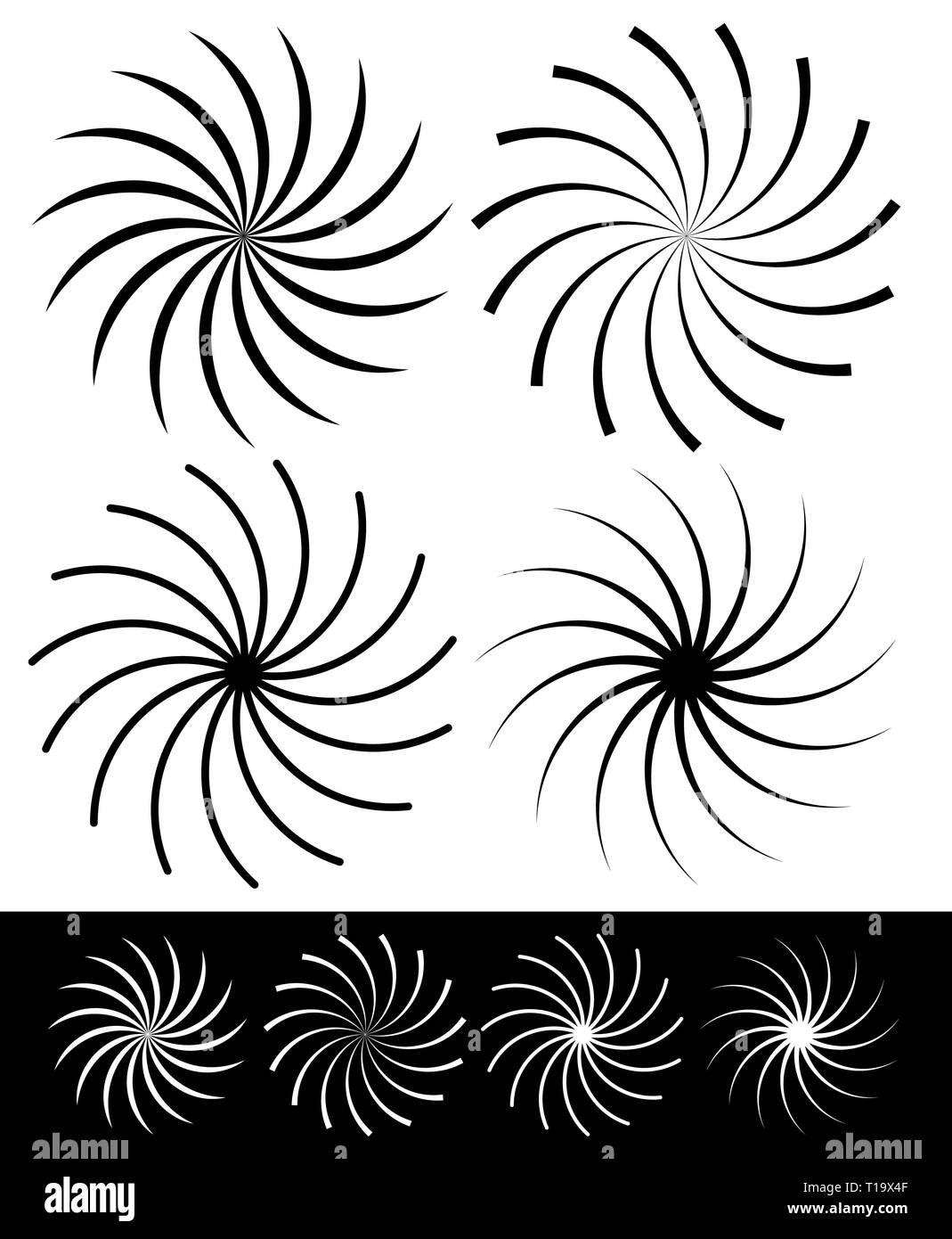 Various abstract spirally elements in black and white. Vector Stock ...