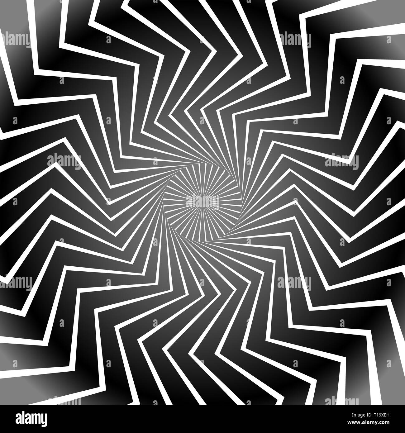 Grayscale, Black and White Radial Shapes Background with Angular Zig ...
