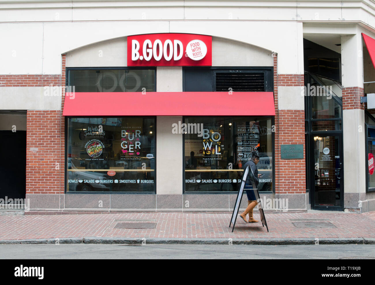 B.Good restaurant exterior on Devonshire Street in Downtown Crossing Boston, Massachusetts USA Stock Photo