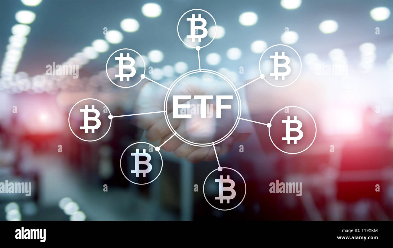 Bitcoin ETF double exposure background. Investment wallpaper Stock Photo -  Alamy