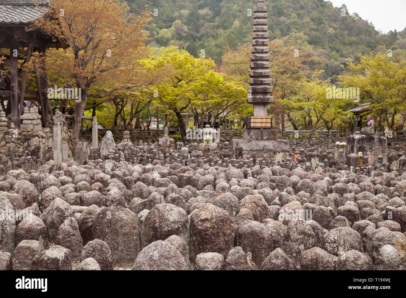 Grounds of Adashino Nembutsu-ji temple and cemetery in northwest Kyoto, Japan Stock Photo