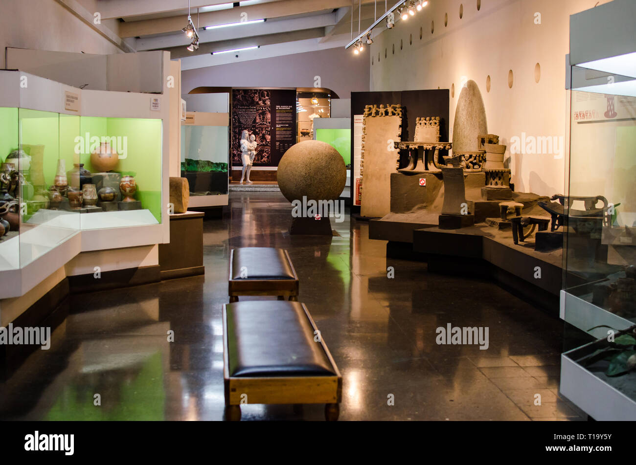 Precolumbian objects exhibition at the Costa Rican National Museum in San Jose Stock Photo