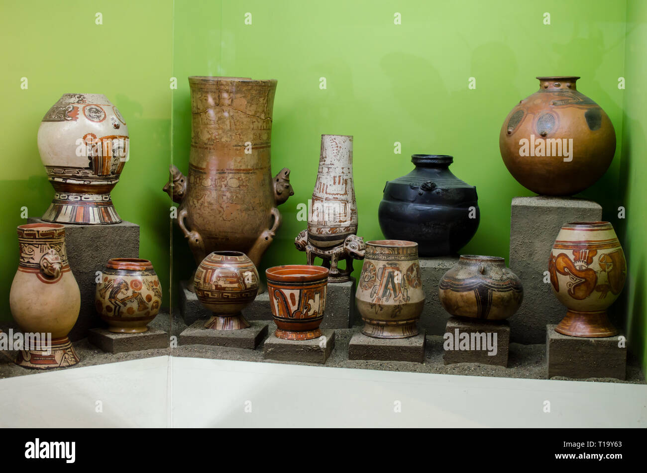 Precolumbian objects exhibition at the Costa Rican National Museum in San Jose Stock Photo