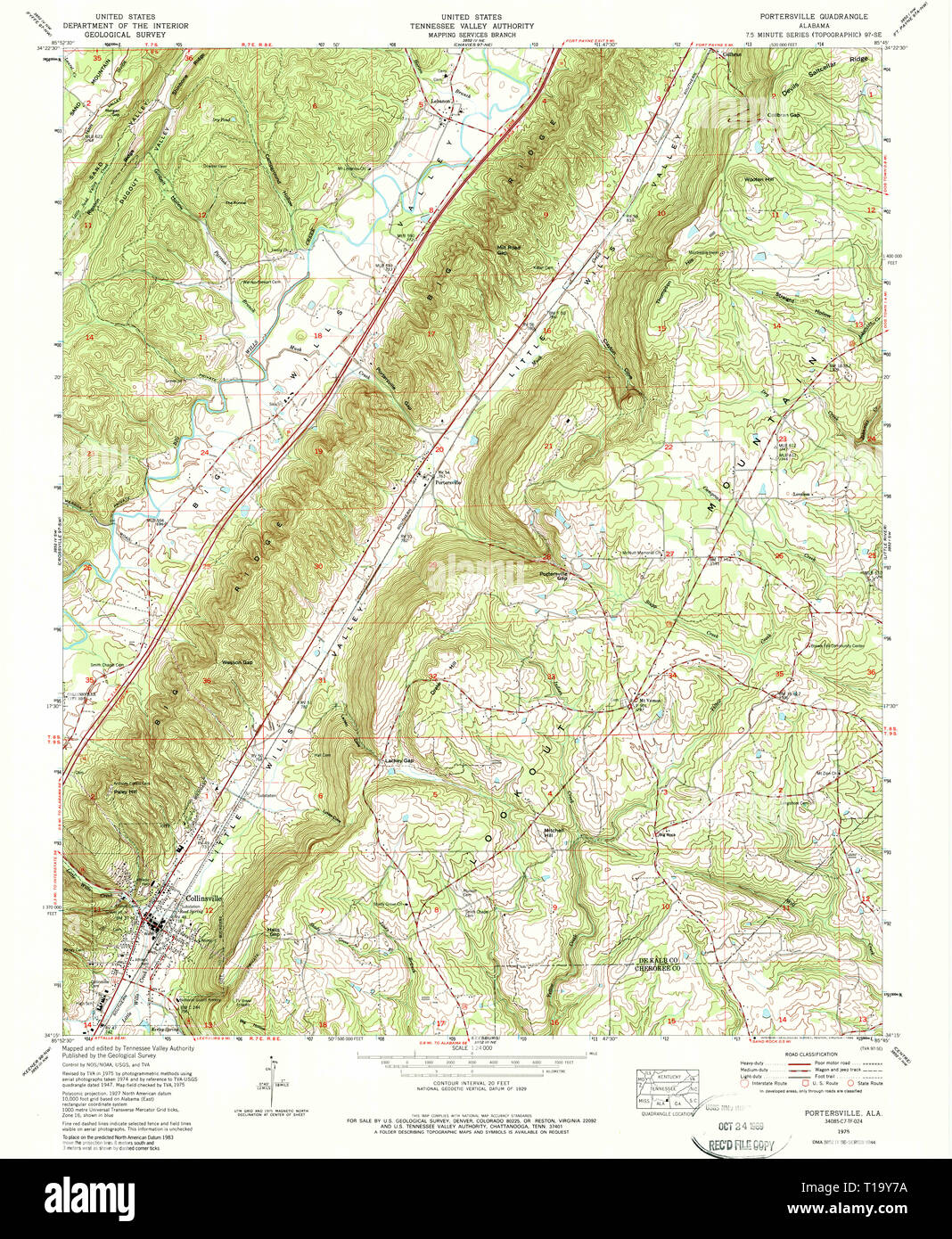 USGS TOPO Map Alabama AL Portersville - Usgs Topo Map Alabama Al Portersville 304888 1975 24000 T19Y7A 