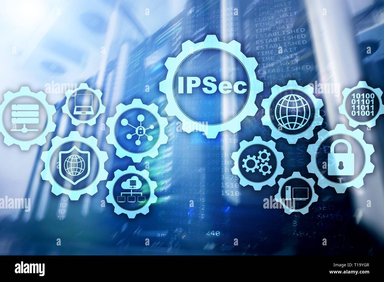 IP Security. Data Protection Protocols. IPSec. Internet and Protection Network concept Stock Photo