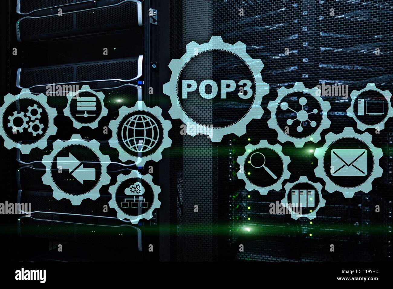 POP3. Post Office Protocol Version 3. Standard internet protocol on  datacenter background Stock Photo - Alamy