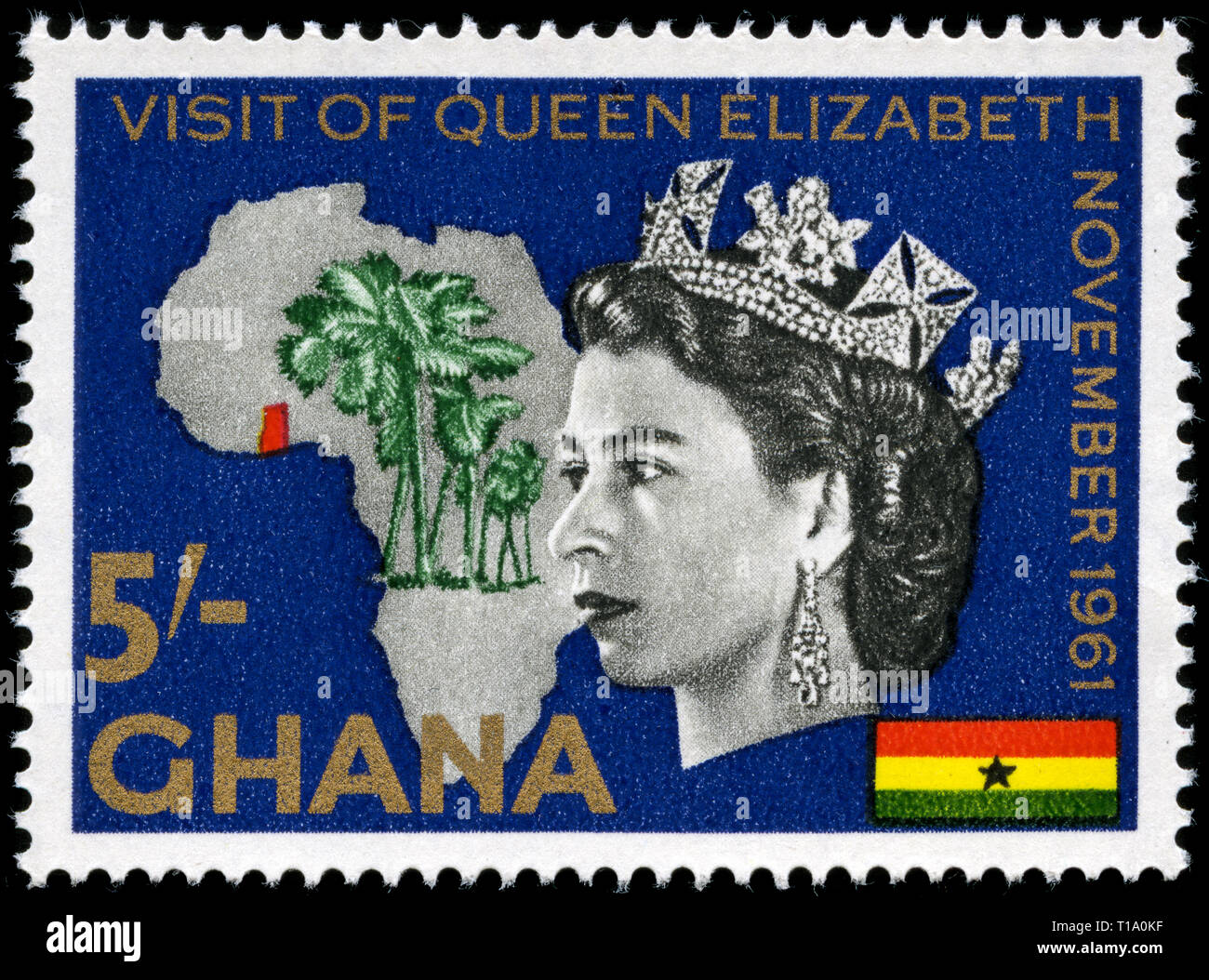 Postage stamp from Ghana in the Royal Visit series issued in 1961 Stock Photo