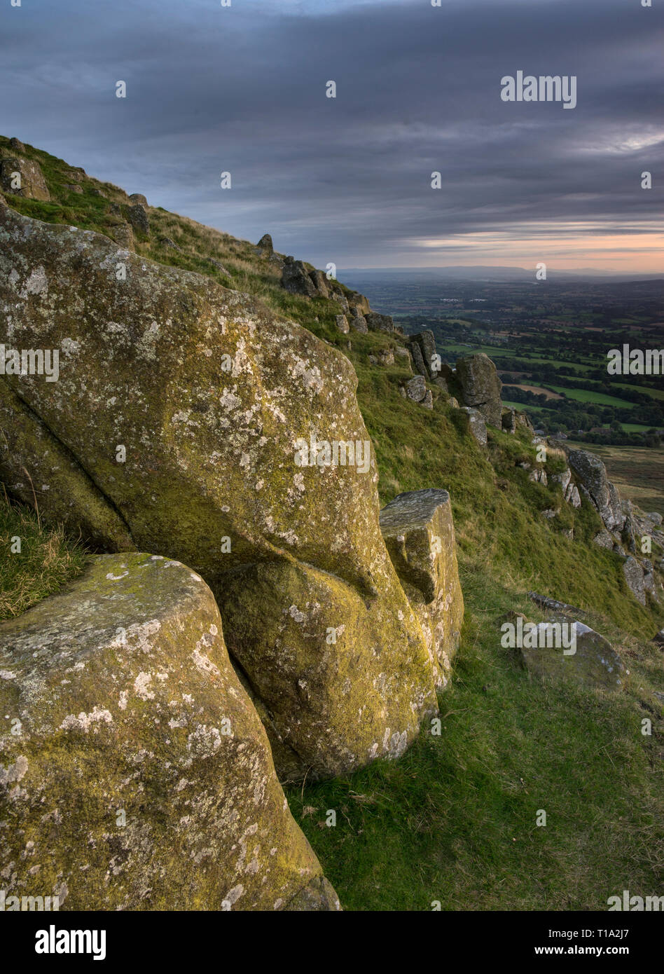 A view from the summit of Titterstone Clee Hill which is the third