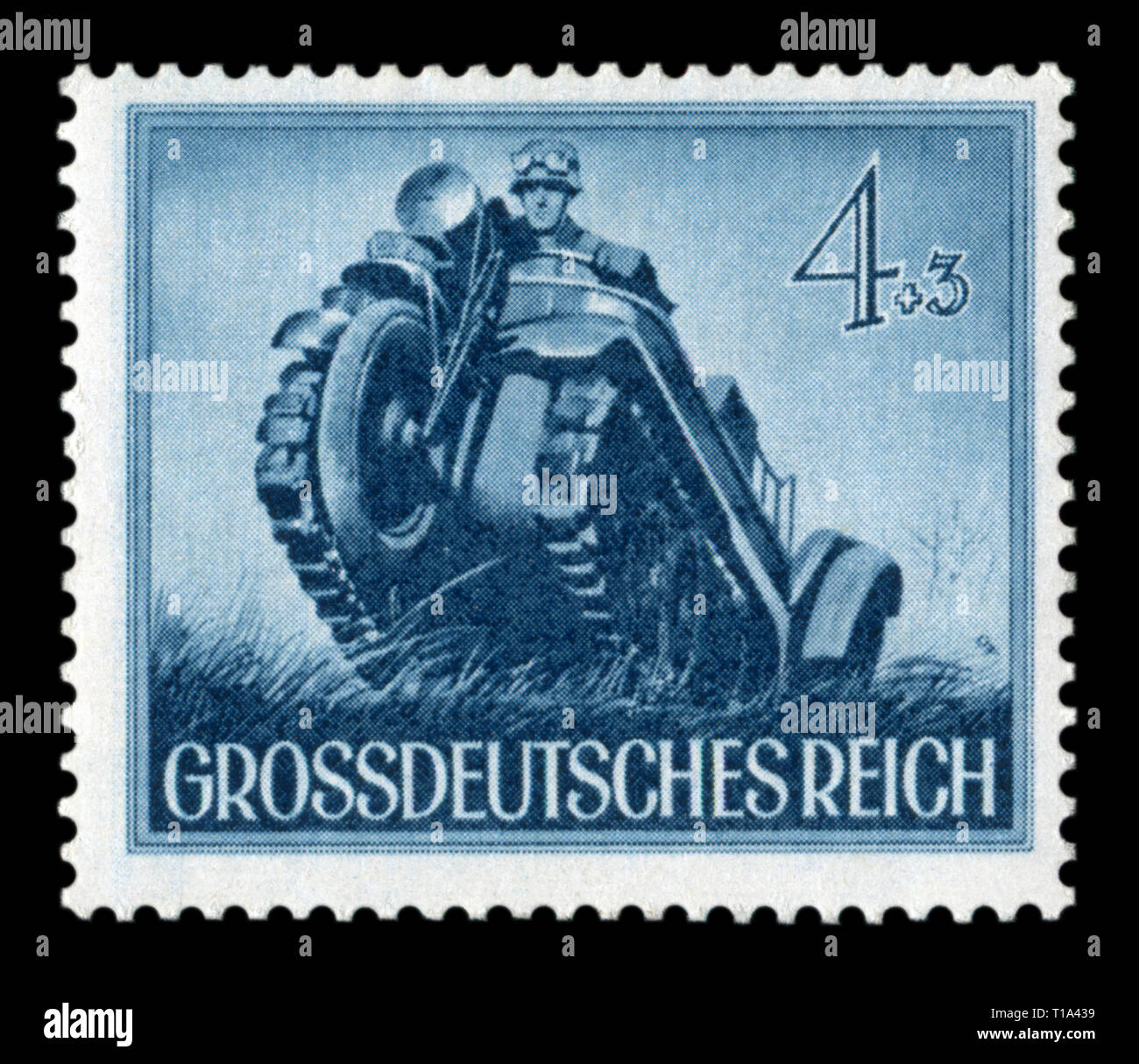 German historical stamp: Half-track motorcycle kettenkrad (SdKfz 2).The Army Of The third Reich. Day of commemoration of the fallen soldiers, 1944 Stock Photo