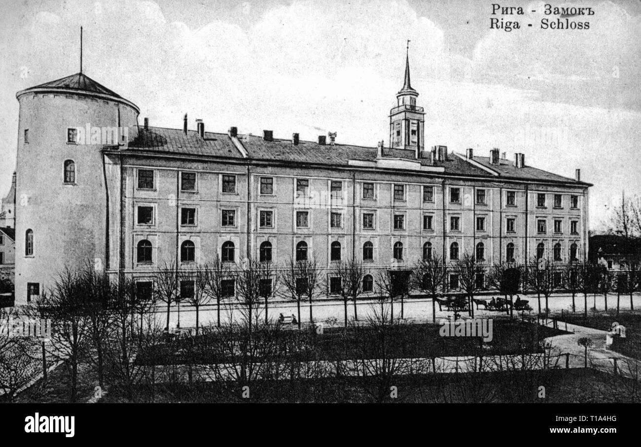 geography / travel historic, Latvia, cities and communities, Riga, castle, exterior view, picture postcard, Stengel und Co, circa 1910, Additional-Rights-Clearance-Info-Not-Available Stock Photo