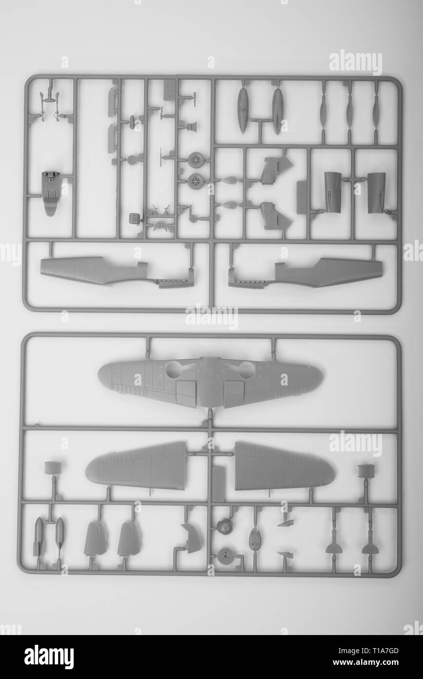 Italeri Messerschmitt Bf-109 F2/4 plastic model kit Stock Photo