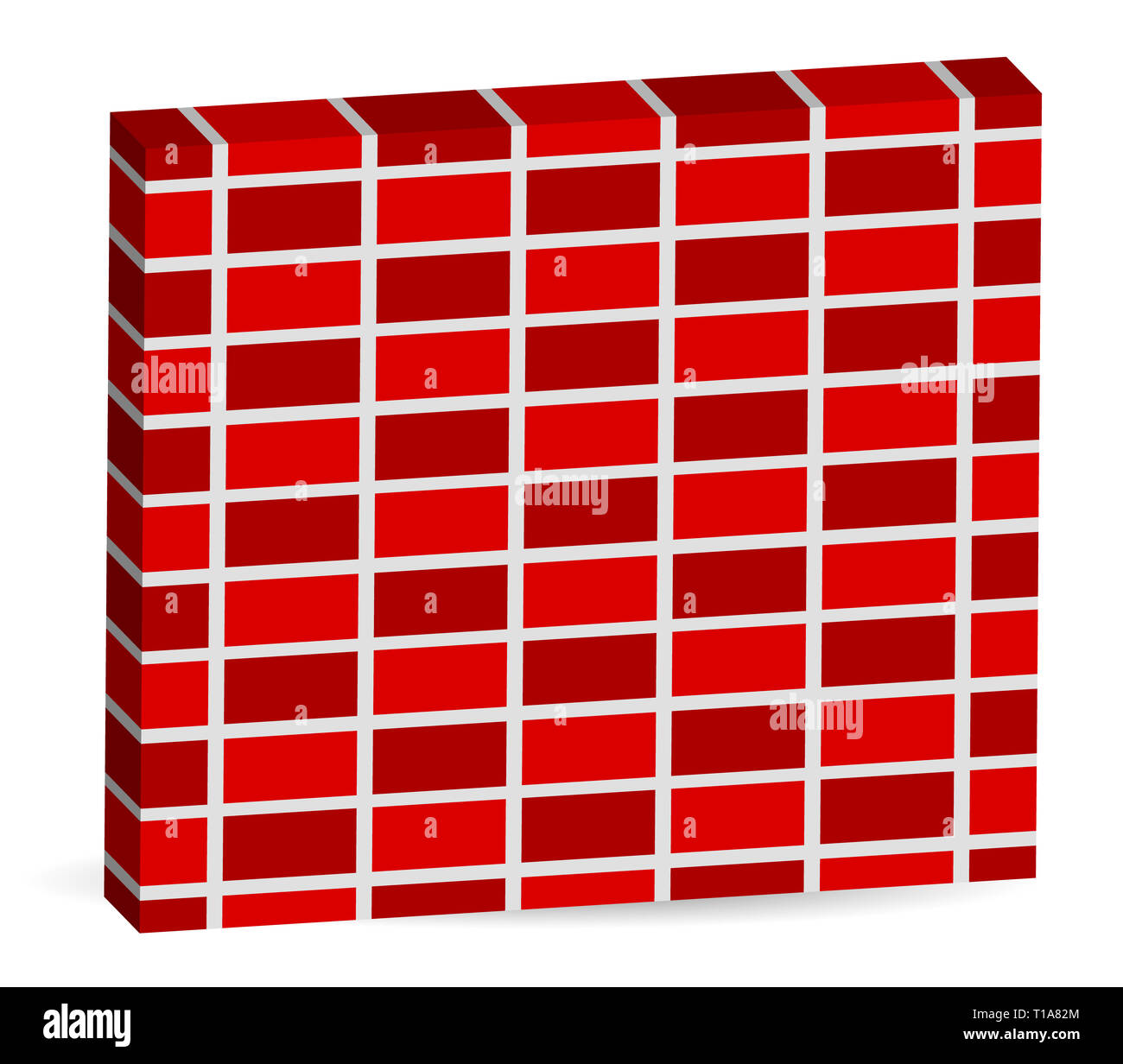 3d Brick wall pattern isolated on white with alternating bricks ...