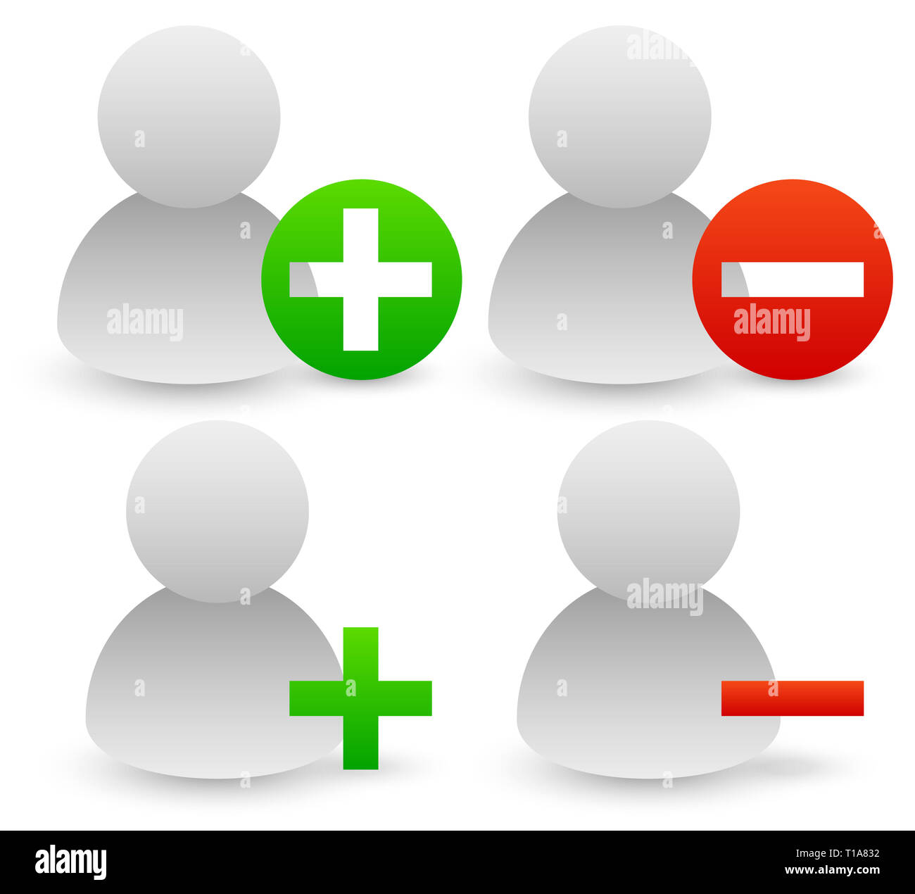 User icons with plus and minus sign, add, remove user icons Stock Photo ...