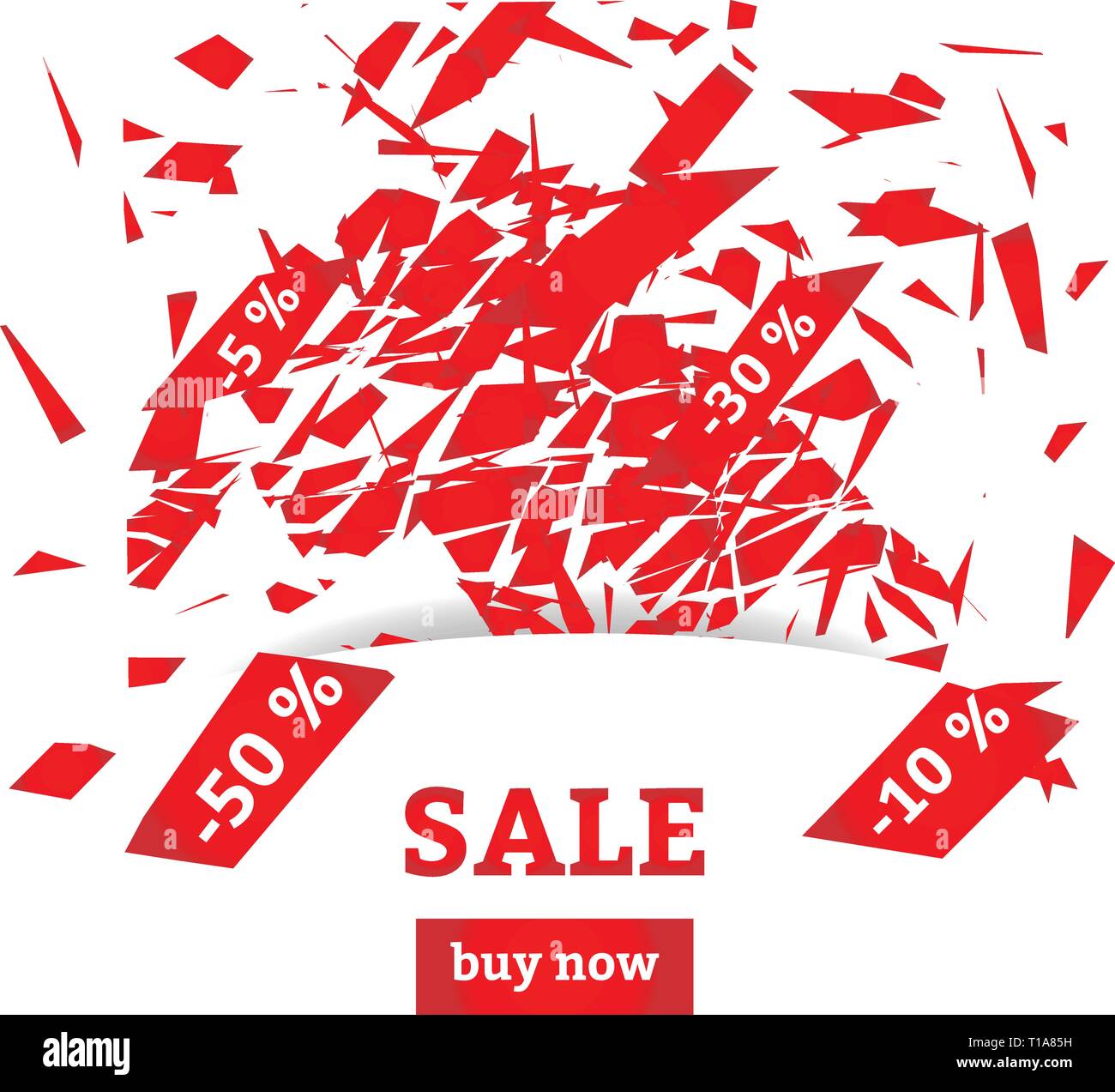 concept of sales. Discounts. Abstract particles scatter after the