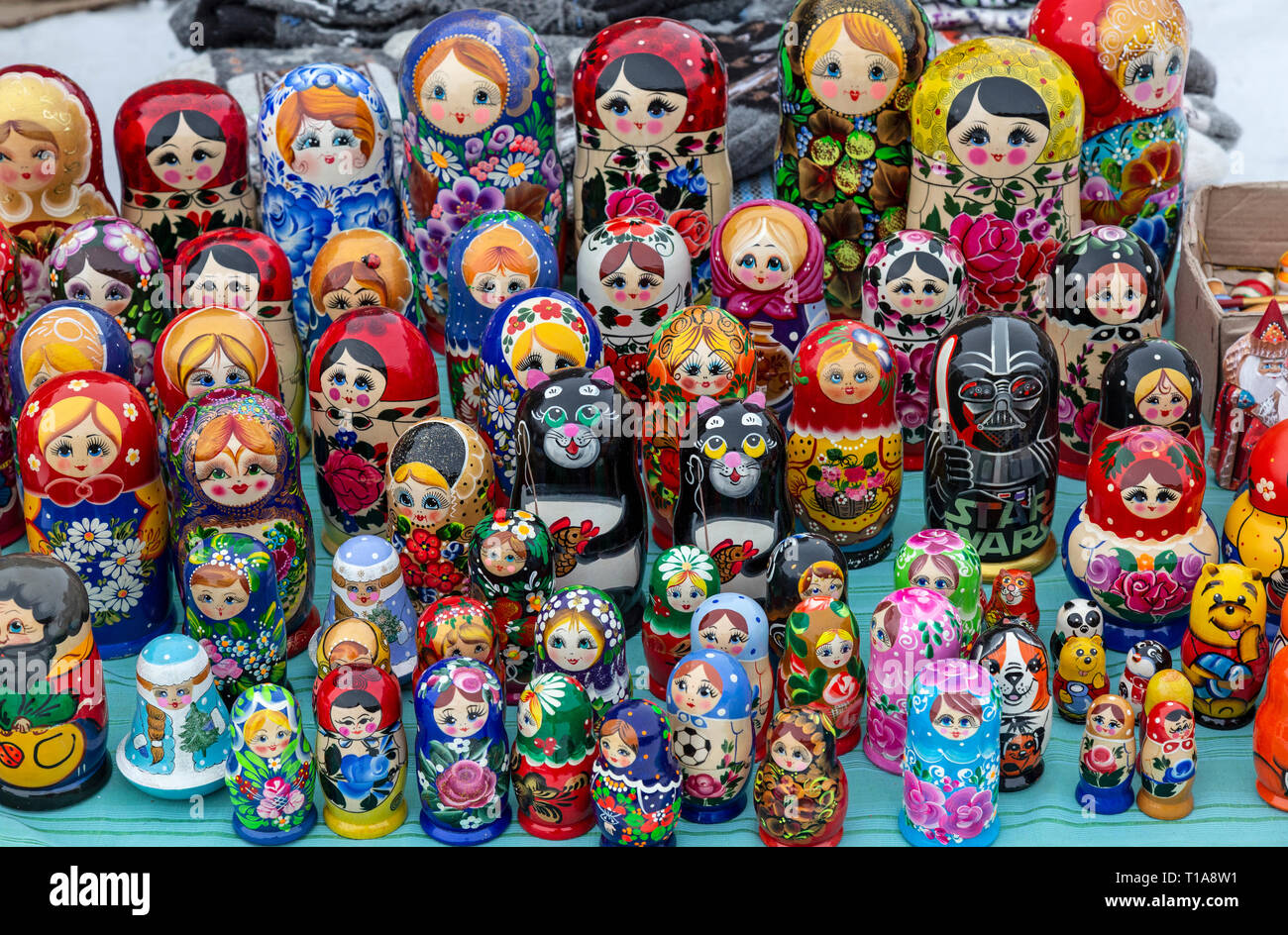 Russian Matryoshka Nesting dolls, for sale in a market place in the town of  Kirkenes in Norway Stock Photo - Alamy