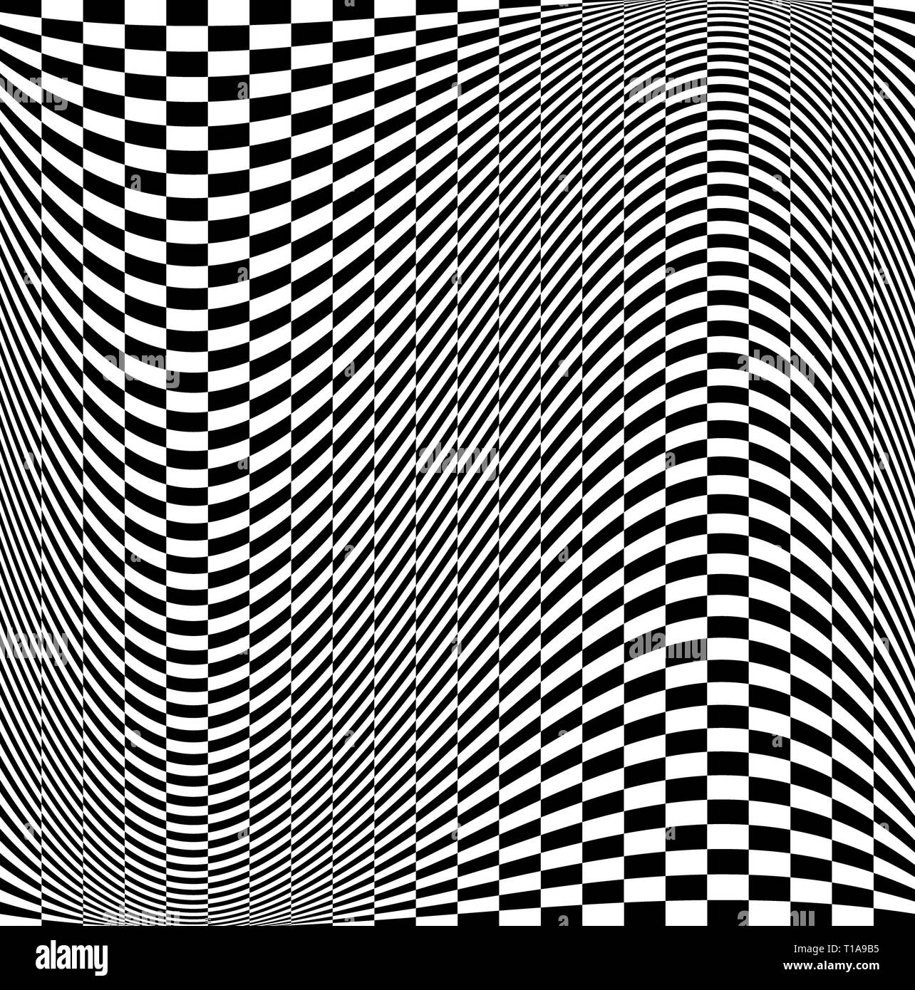 Abstract distorted background. Checkered background with distortion ...