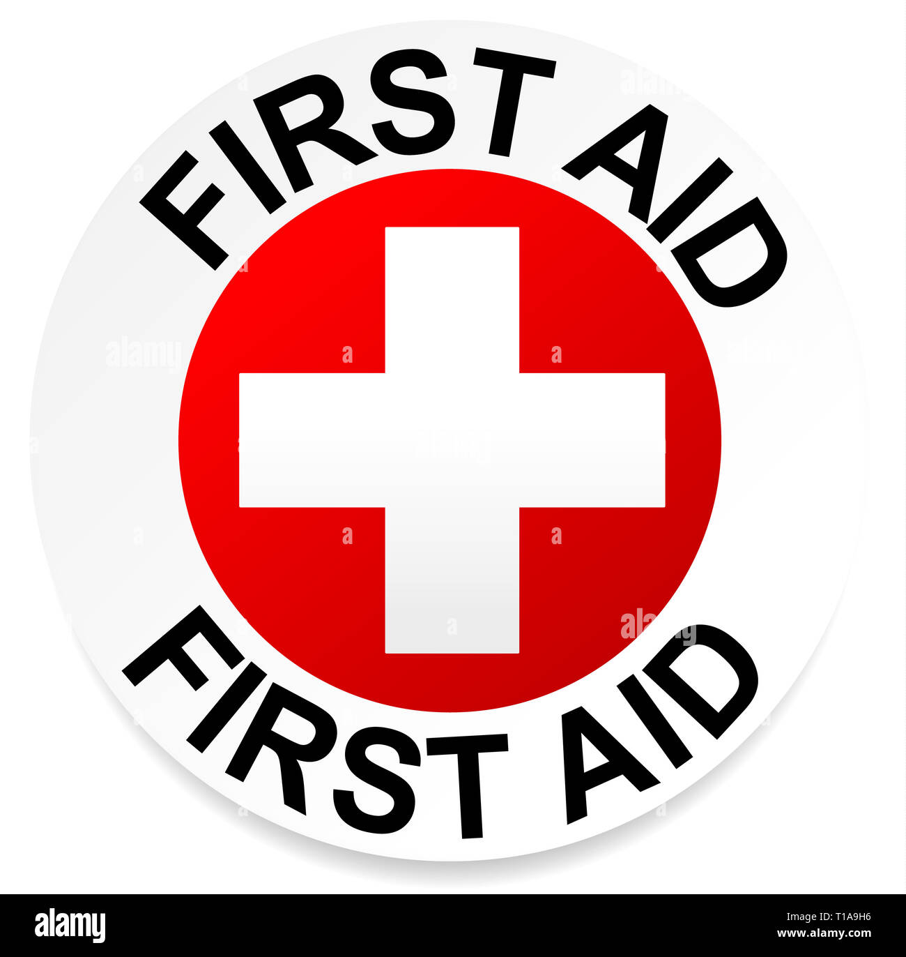 First Aid badge with white cross over color Stock Photo - Alamy