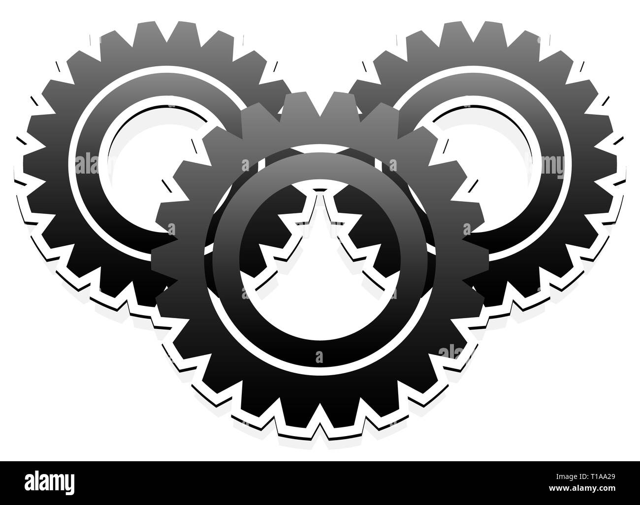 Various gear wheel, rack wheel vector graphics. Mechanics