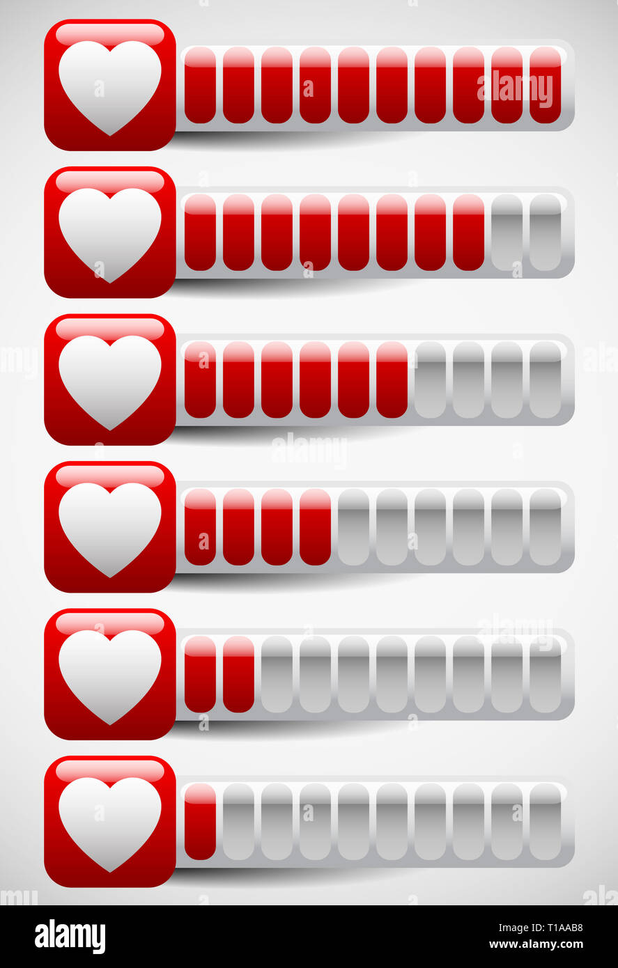 Eps 10 Vector Illustration of Meters with Heart Shapes. Love Meter, Health  Points in Computer Game, Stamina, Blood Pressure, Cardio Concepts Stock  Photo - Alamy