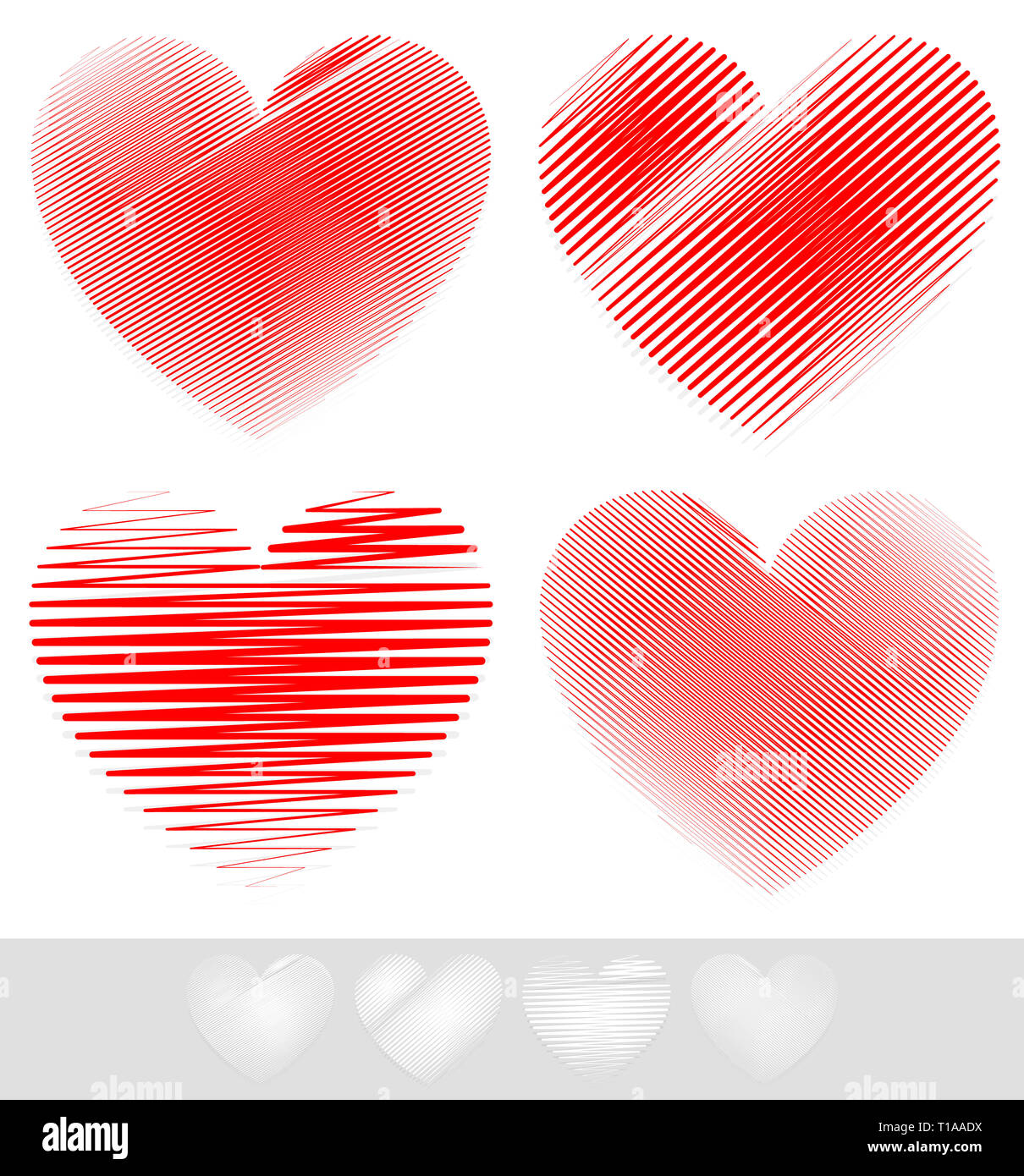Eps 10 Vector Illustration of Sketchy, Doodle Heart Set Stock Photo - Alamy