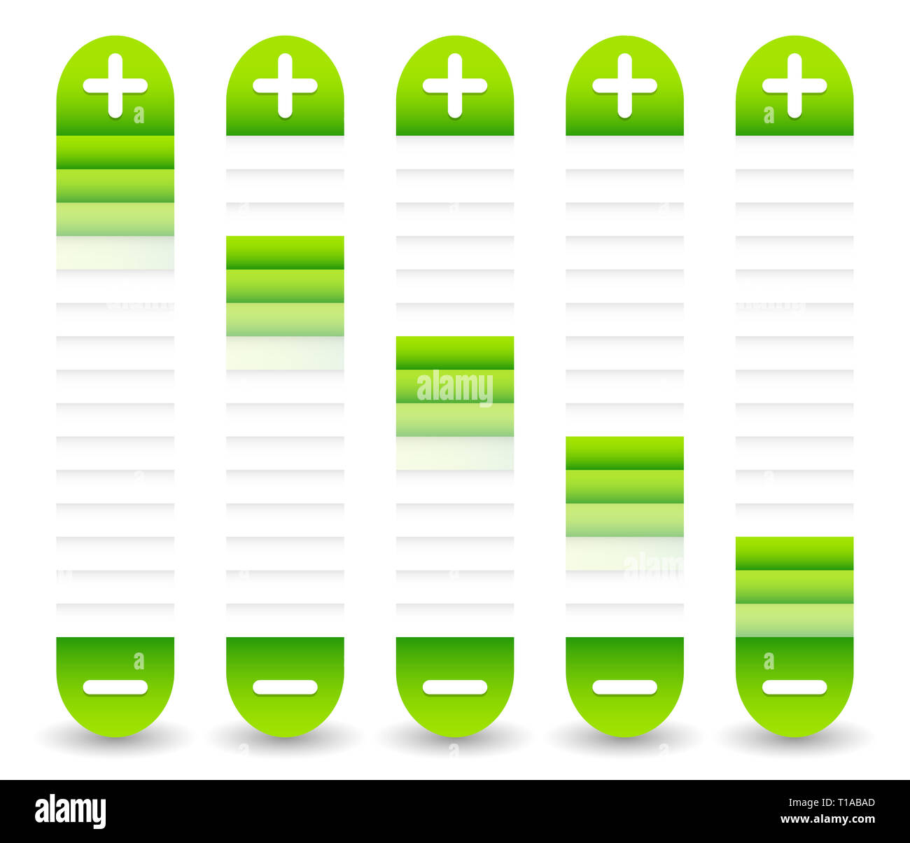Sliders with plus, minus signs. Adjust, adjustment, calibration ...