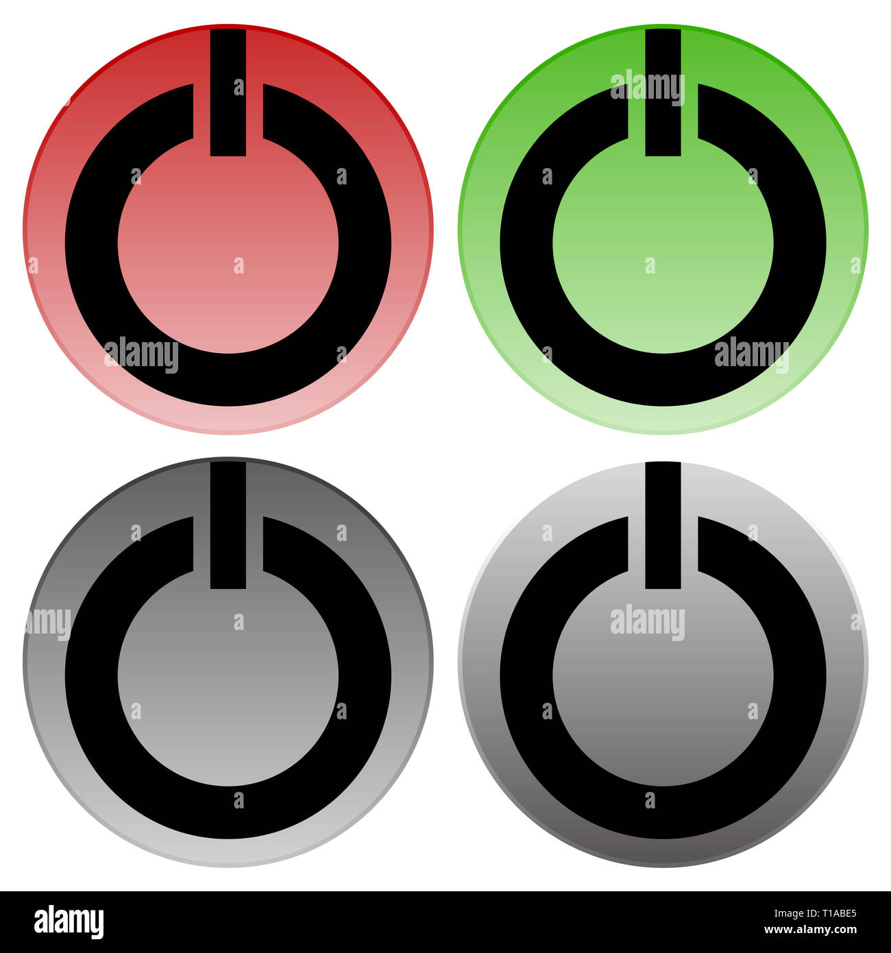 Power buttons vector. Power switches, turn on, turn off, shut down