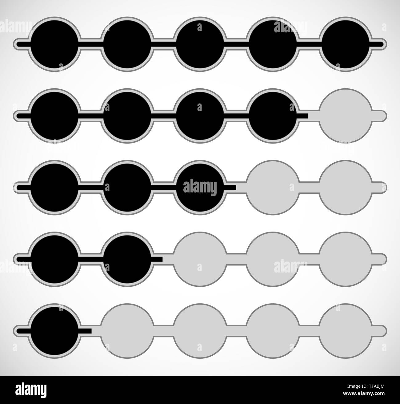 Horizontal progress loading bars steps phases progression stock