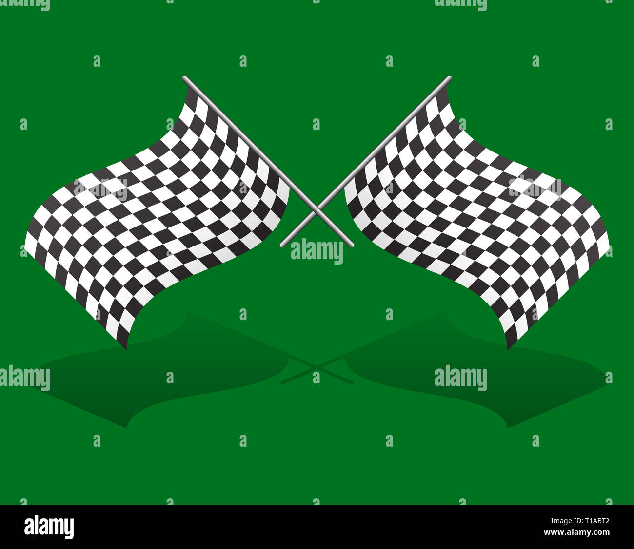 Crossed, chequered racing flags. Editable vector graphics Stock Photo