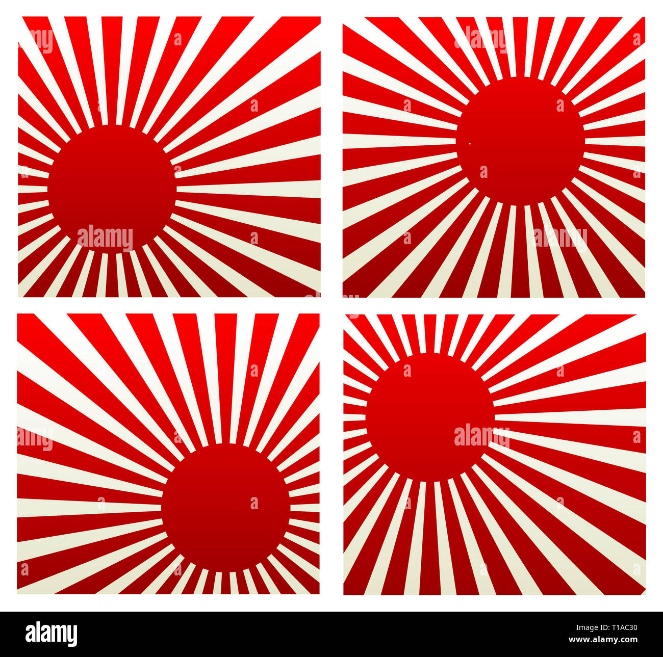 Circle, rays and they are red, white. Vector Stock Photo