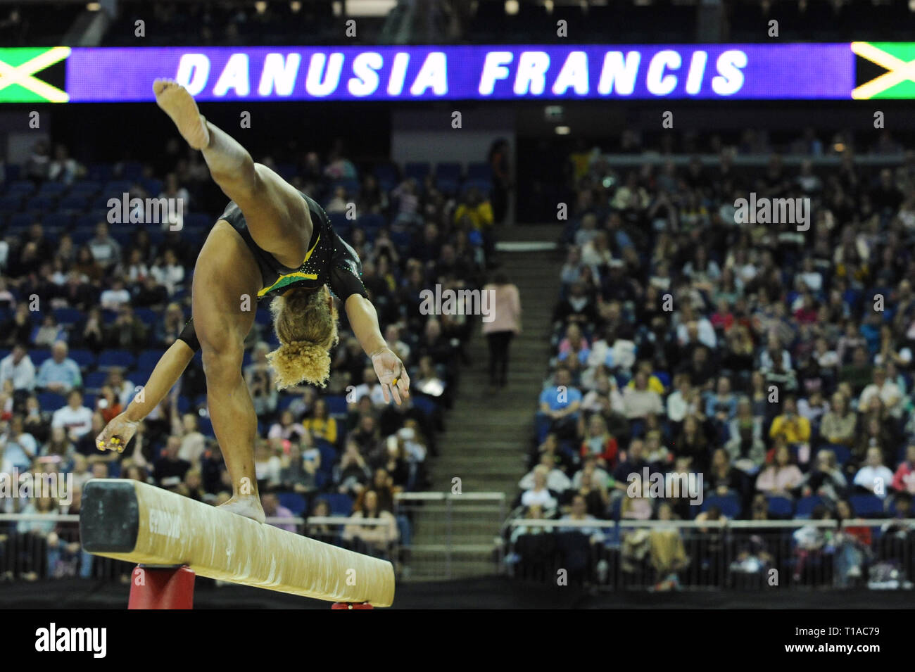 Danusia Francis (JAM) competing in the Beam section of the Superstars