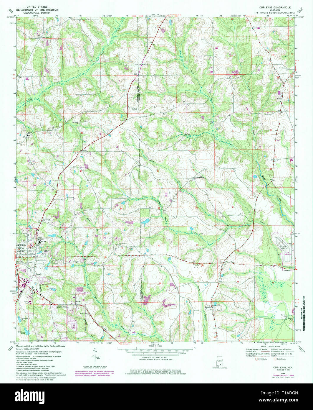 USGS TOPO Map Alabama AL Opp East 304749 1968 24000 Stock Photo