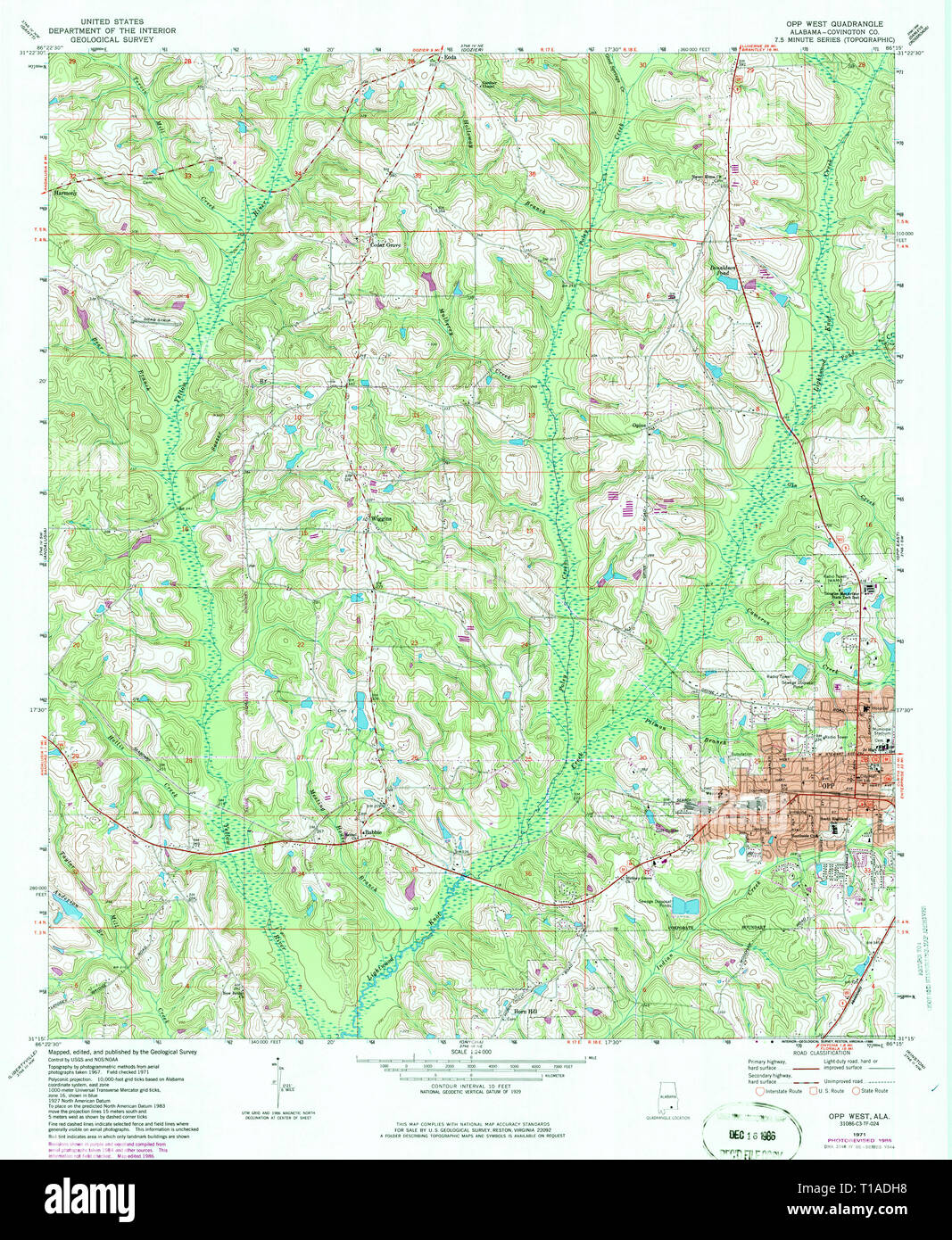 USGS TOPO Map Alabama AL Opp West 304751 1971 24000 Stock Photo