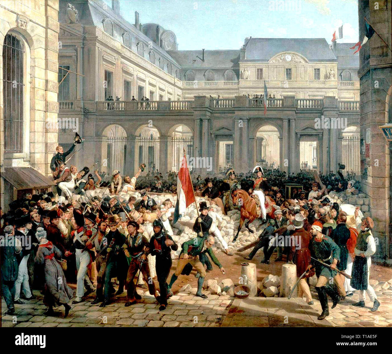 The Duke of Orleans leaves the Palais Royal to go to the Hotel de Ville. July 31, 1830. Horace Vernet, 1832 Stock Photo