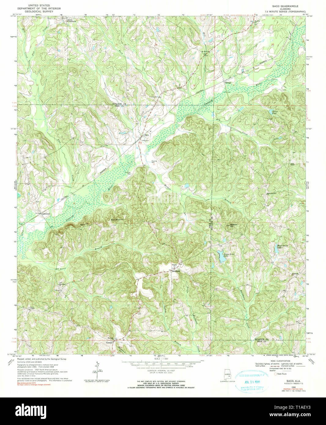 USGS TOPO Map Alabama AL Saco 304993 1968 24000 Stock Photo Alamy