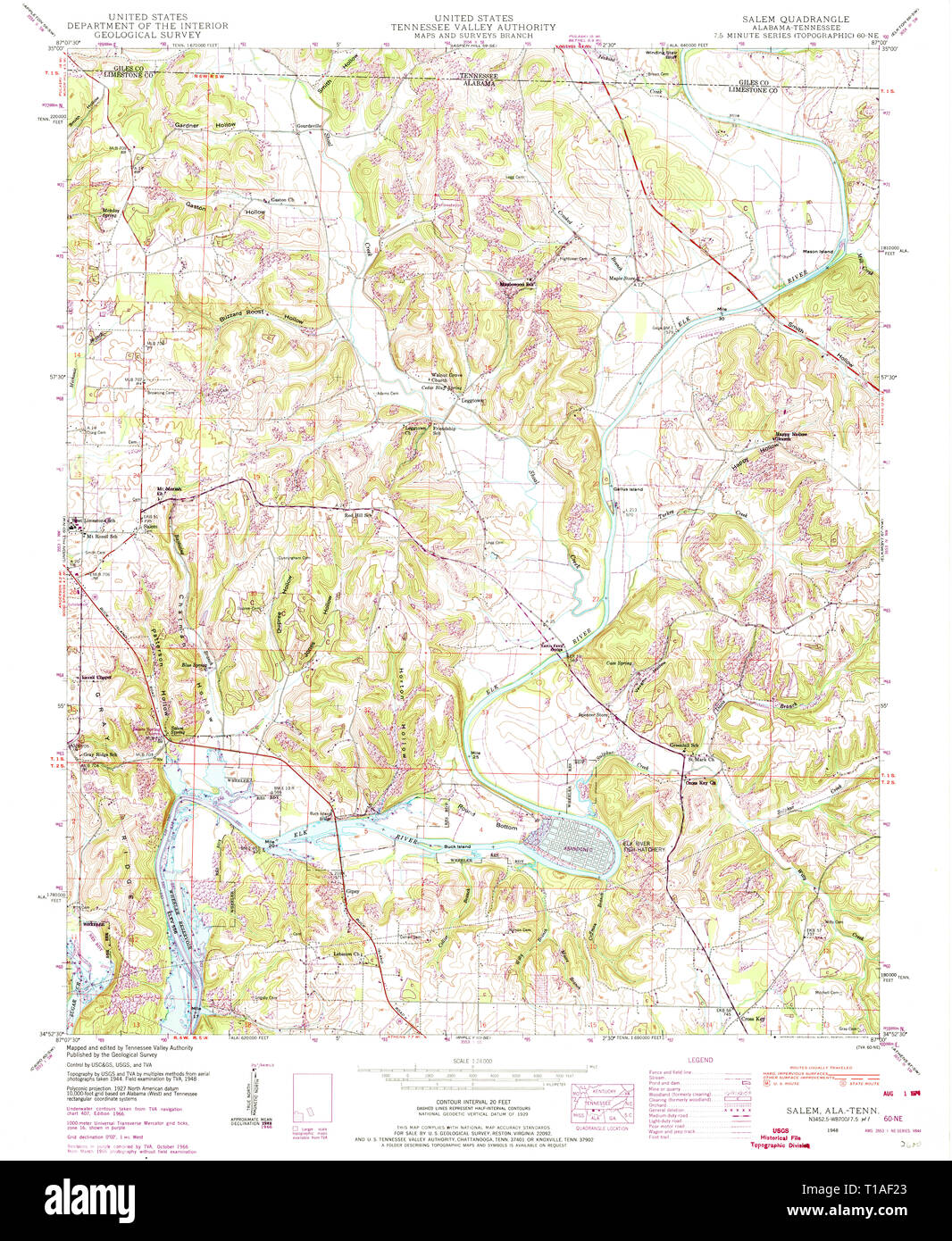 USGS TOPO Map Alabama AL Salem 305001 1948 24000 Stock Photo Alamy