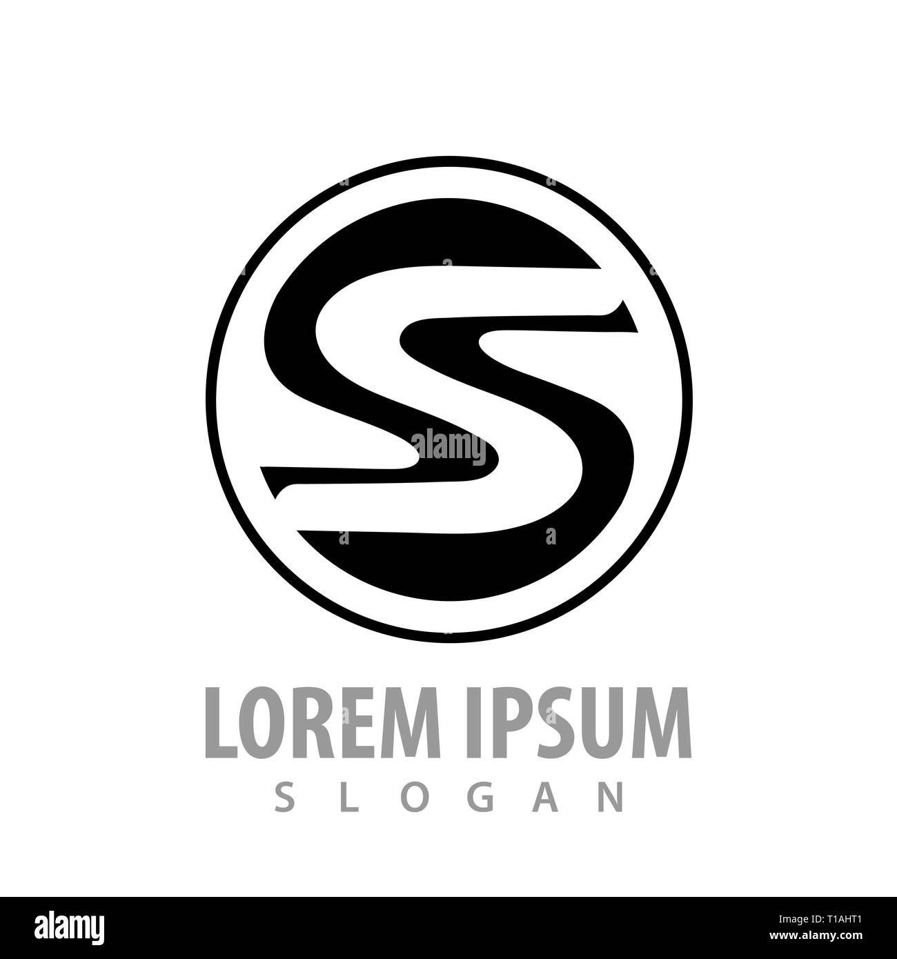 Circle monochrome S letter concept design. Symbol graphic template