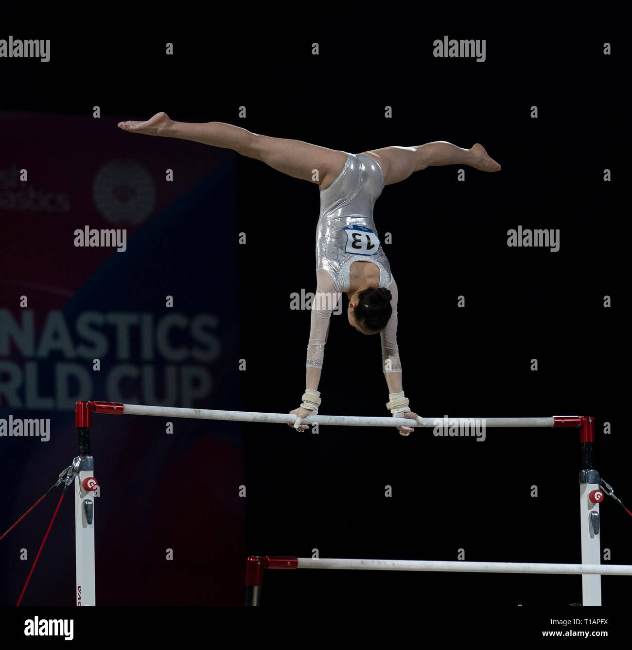 Jieyu Liu (China) seen in action during the Gymnastics World Cup 2019 at Genting Arena in Birmingham. Stock Photo