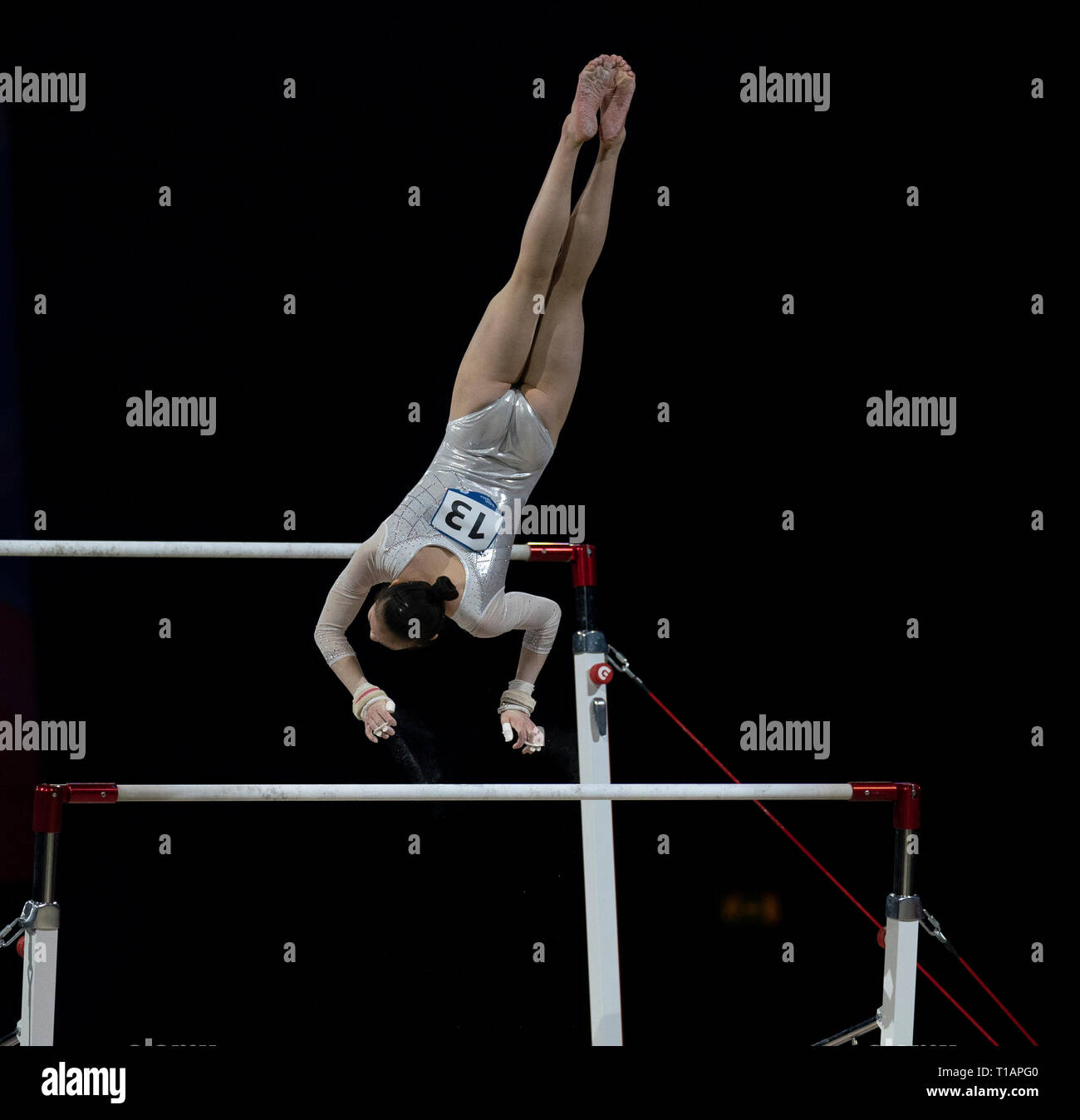 Jieyu Liu (China) seen in action during the Gymnastics World Cup 2019 at Genting Arena in Birmingham. Stock Photo