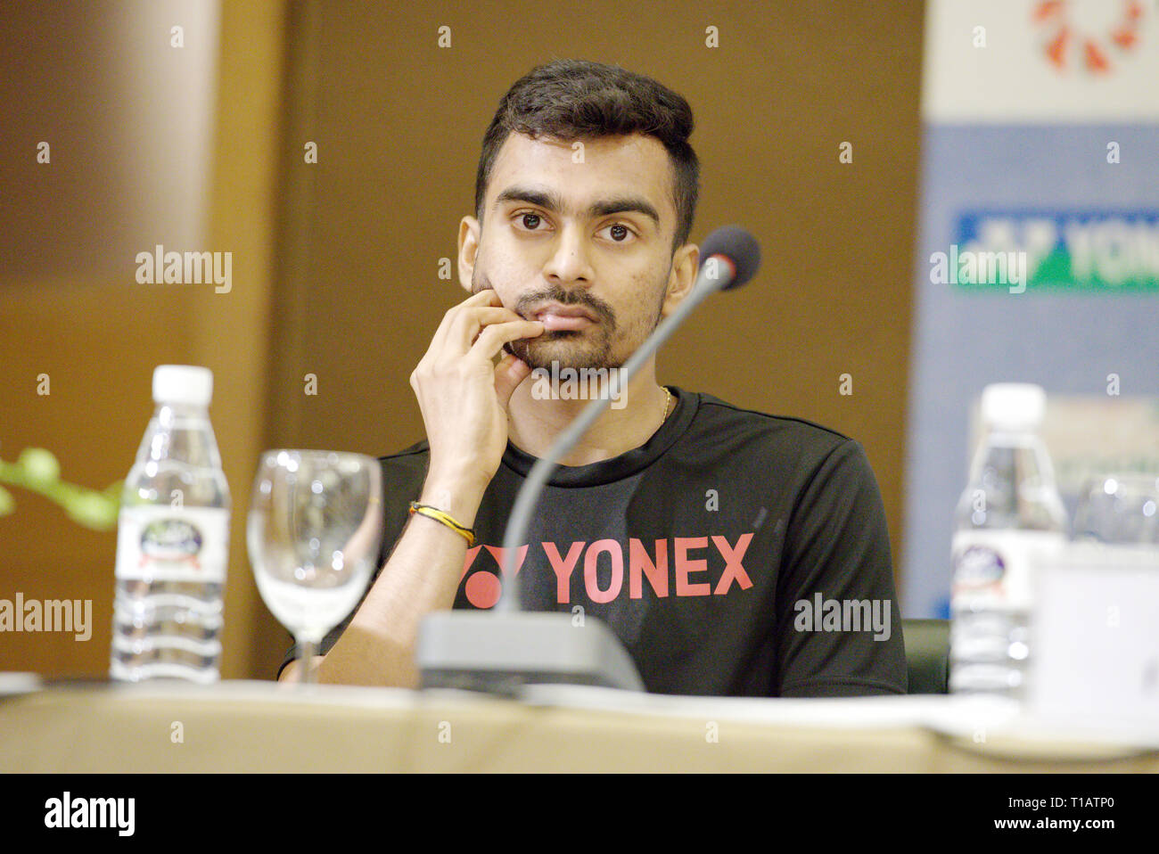 New Delhi, India. 25th March 2019. Sameer Verma of India at the press conference during the Yonex Sunrise India Open 2019 Preview in New Delhi, India. Credit: Karunesh Johri/Alamy Live News Stock Photo